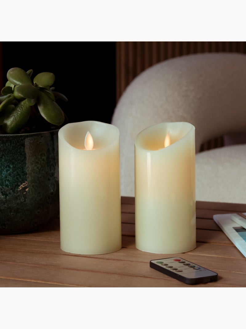 Lot de 2 bougies à LED en cire avec télécommande, flamme vacillante - Vivezen Beige - Kiabi