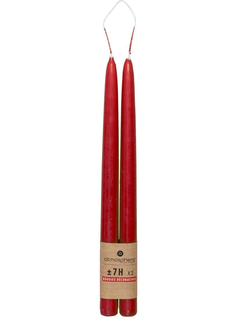 Lot de 2 bougies bâtons hugo Rouge - Kiabi