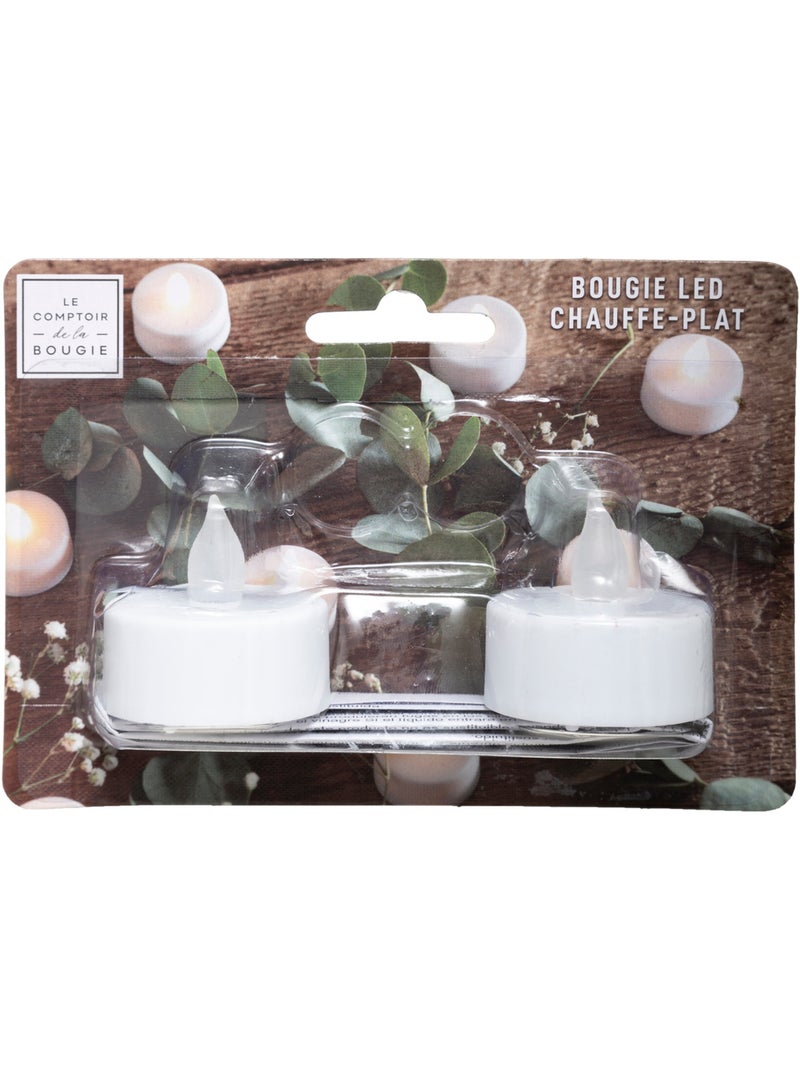 Lot de 2 bougies chauffe-plat LED NAMI Blanc - Kiabi