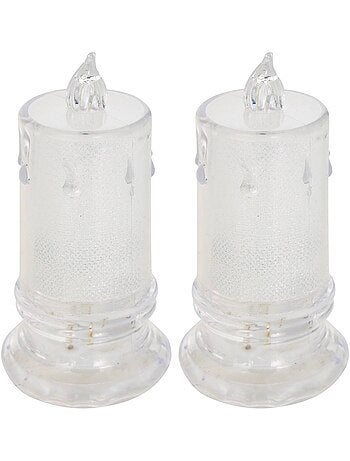 Lot de 2 bougies led d'intérieur blanc chaud à piles