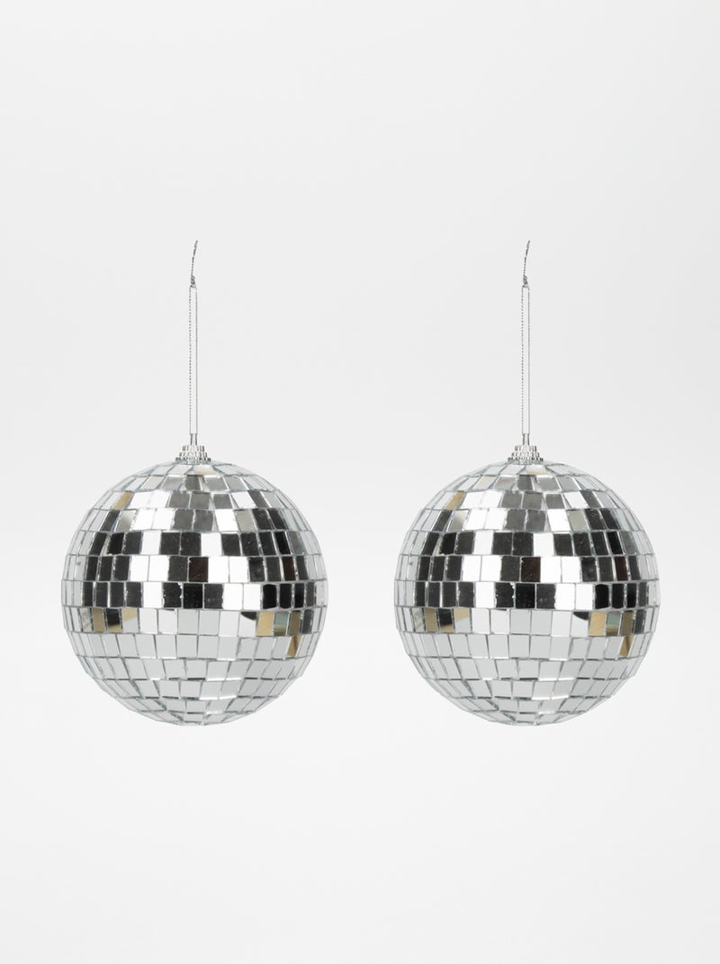 Lot de 2 boules disco 10 cm Argent - Kiabi