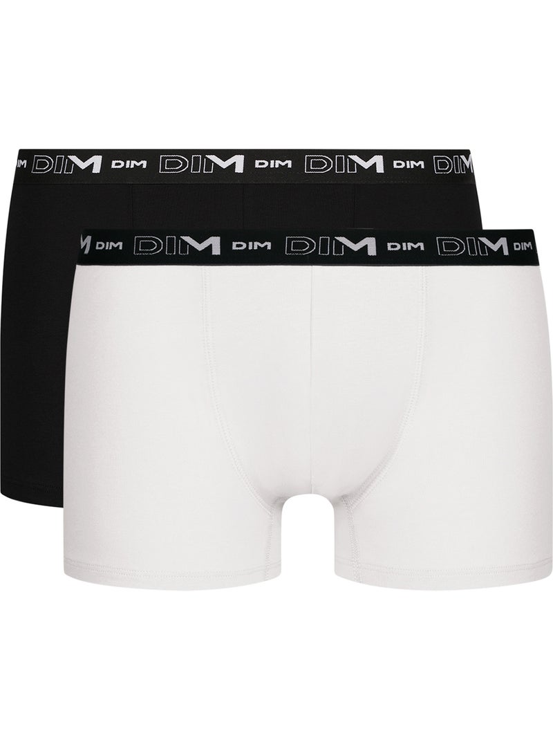 Lot de 2 Boxer Coton Strech Blanc - Kiabi