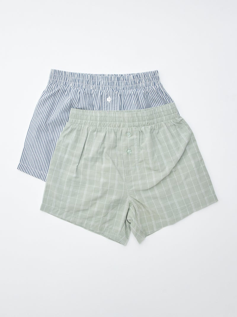 Lot de 2 boxers à carreaux Vert - Kiabi