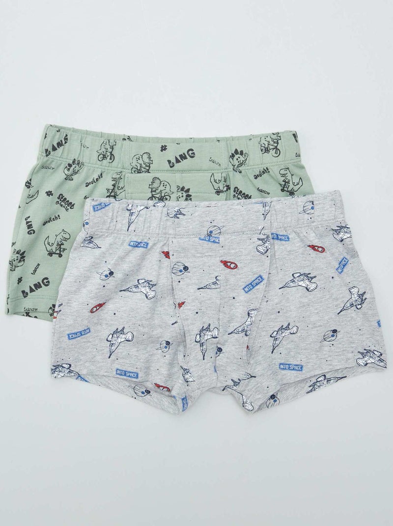 Lot de 2 boxers à scratchs - So Easy Vert/gris - Kiabi