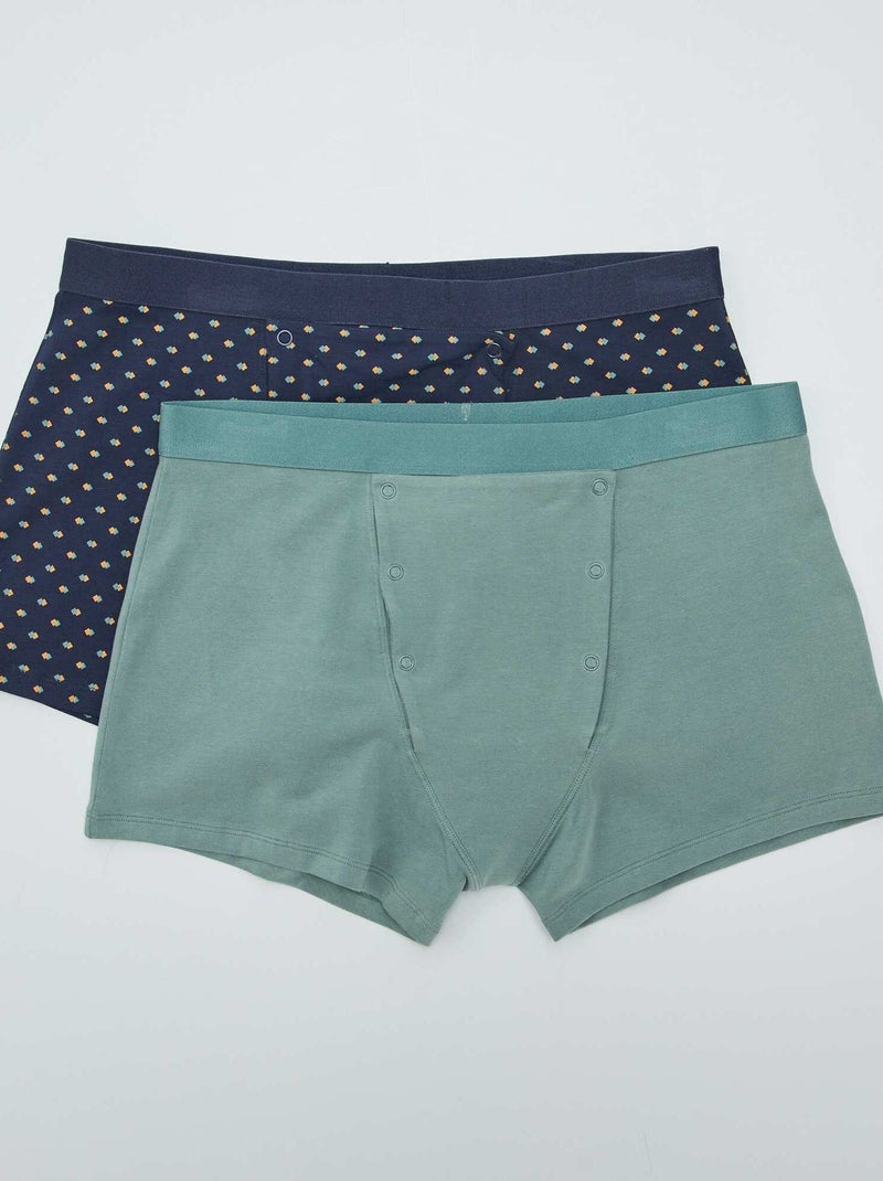 Lot de 2 boxers avec ouverture à pressions - So Easy Bleu/vert - Kiabi