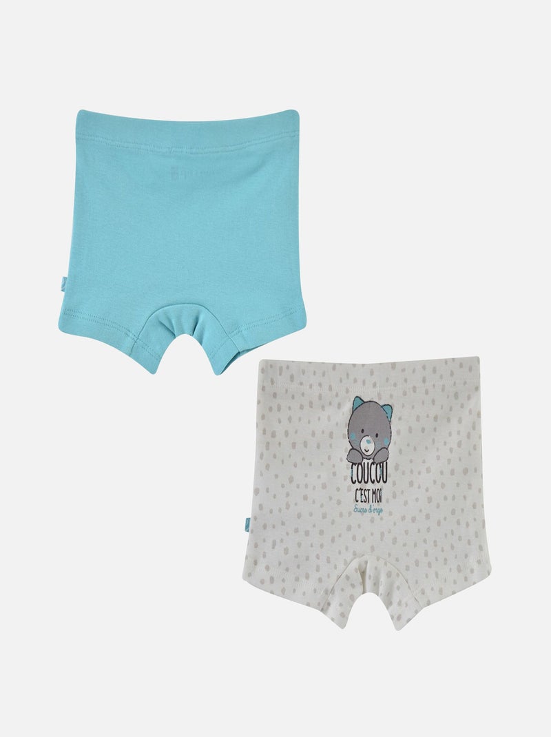 LOT DE 2 BOXERS BEBE EDELMIRO Bleu Gris - Kiabi