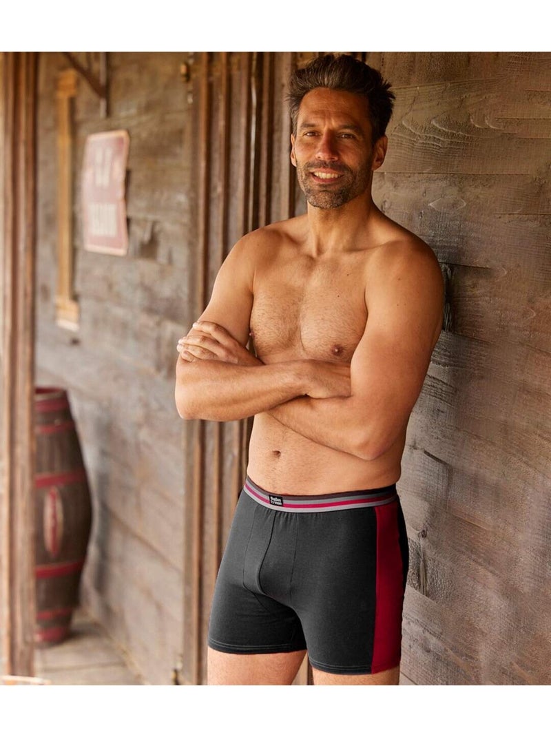 Lot de 2 boxers bicolore stretch   - atlas for men Gris Bordeaux Gris - Kiabi