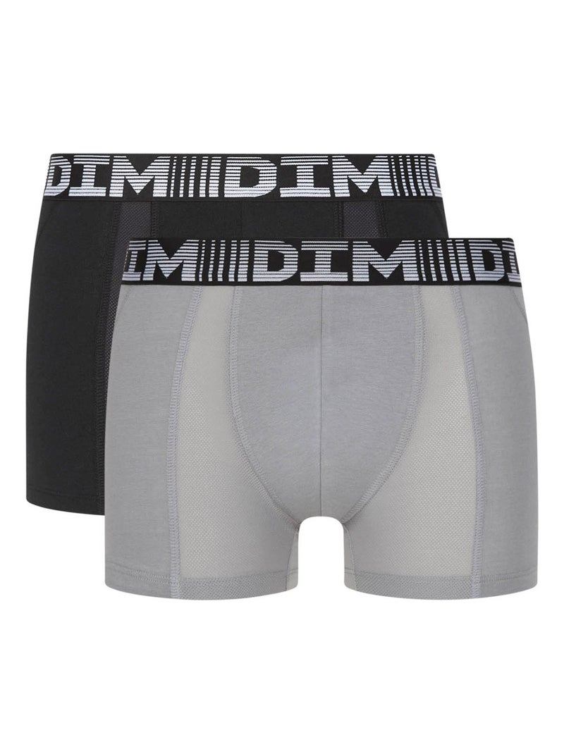 Lot de 2 Boxers Coton 3D Flex Air Noir - Kiabi