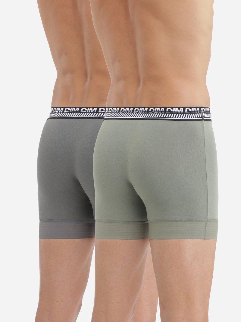 Lot de 2 Boxers Coton 3D Flex Stay and Fit Gris - Kiabi