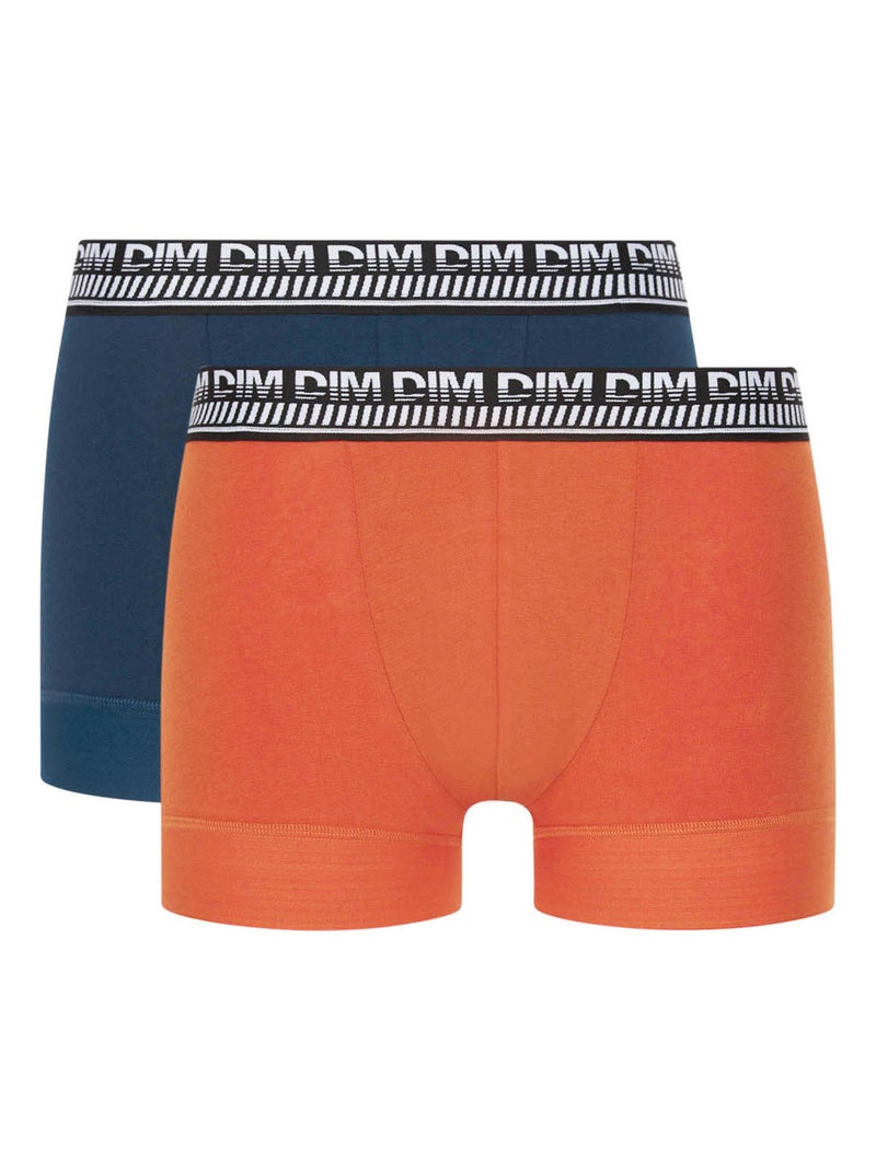 Lot de 2 Boxers Coton 3D Flex Stay and Fit Orange - Kiabi