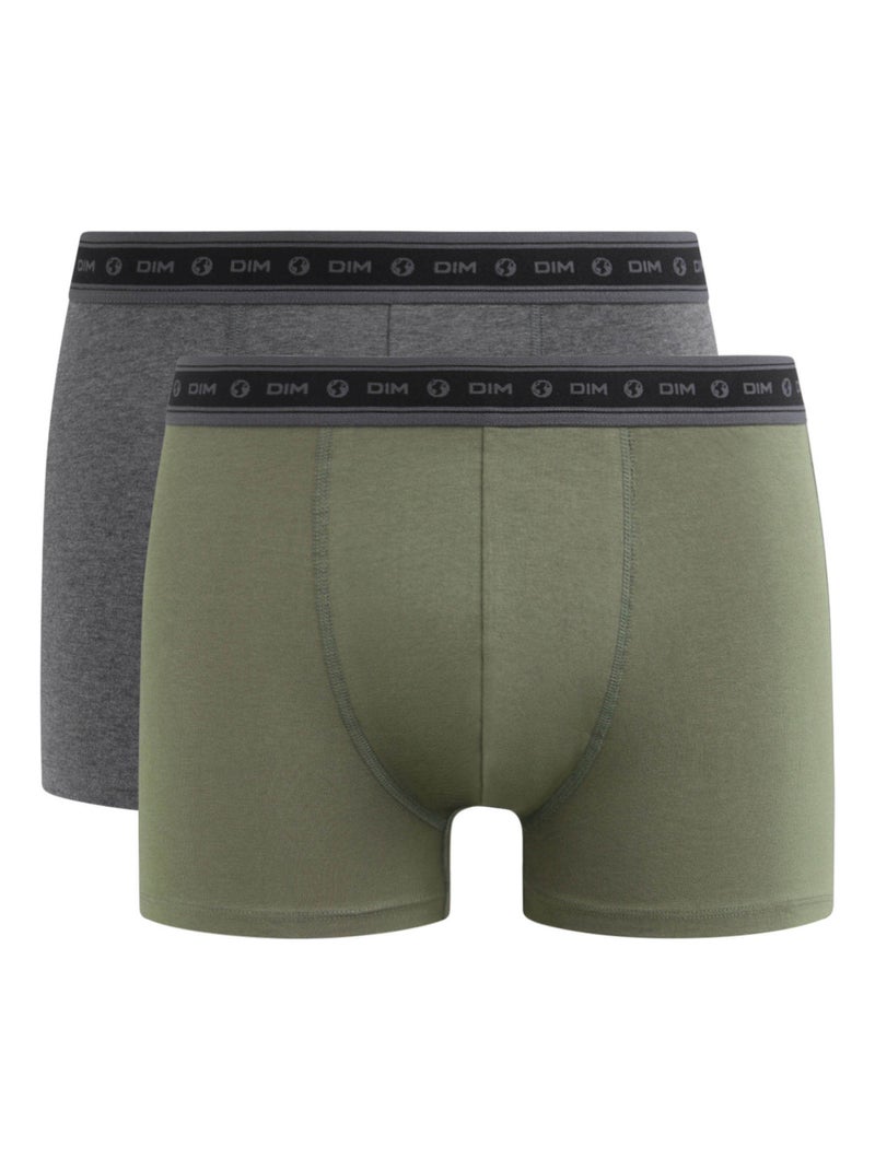 Lot de 2 boxers Coton Bio Gots Good Kaki - Kiabi