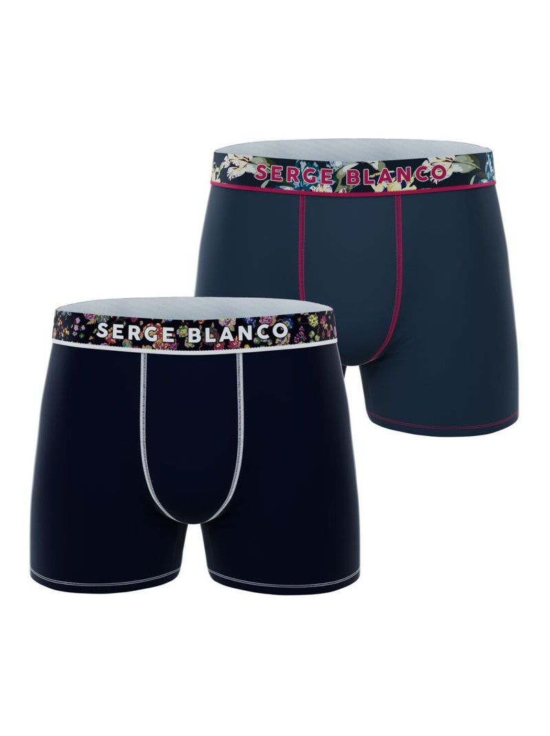 Lot de 2 boxers coton homme Flower Serge Blanco Bleu Noir - Kiabi