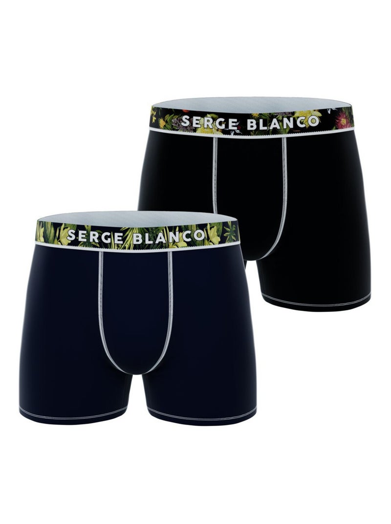 Lot de 2 boxers coton homme Flower Serge Blanco Noir Bleu - Kiabi