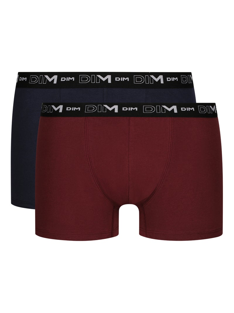 Lot de 2 Boxers Coton Strech Rouge carmin - Kiabi