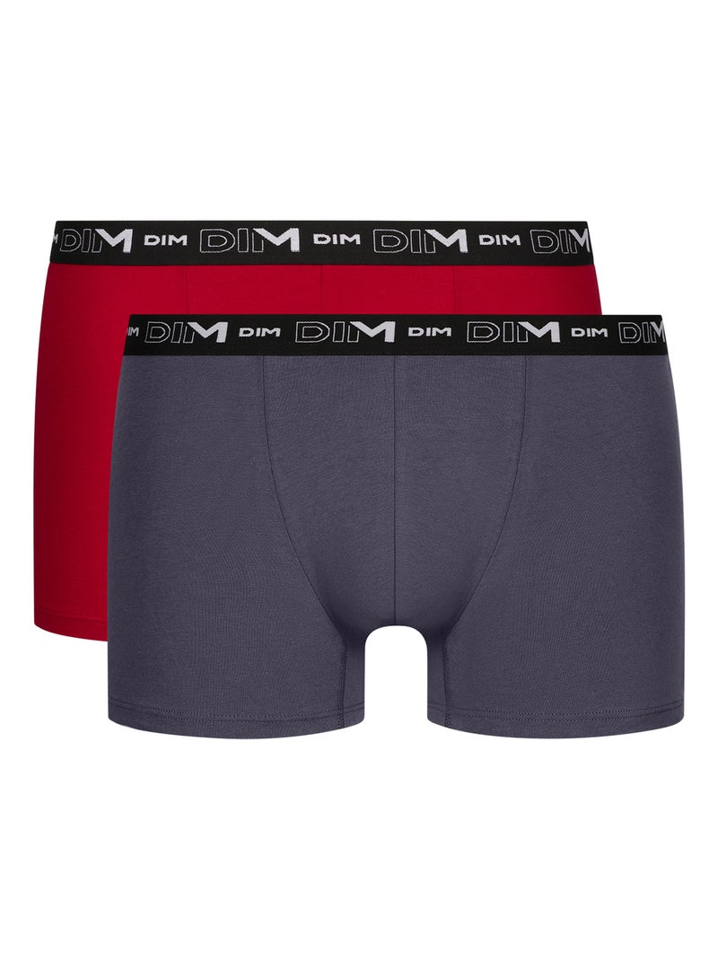 Lot de 2 Boxers Coton Strech Rouge vermillon - Kiabi