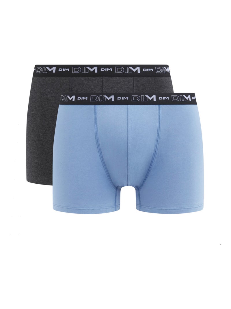 Lot de 2 Boxers Coton Stretch Bleu ciel - Kiabi