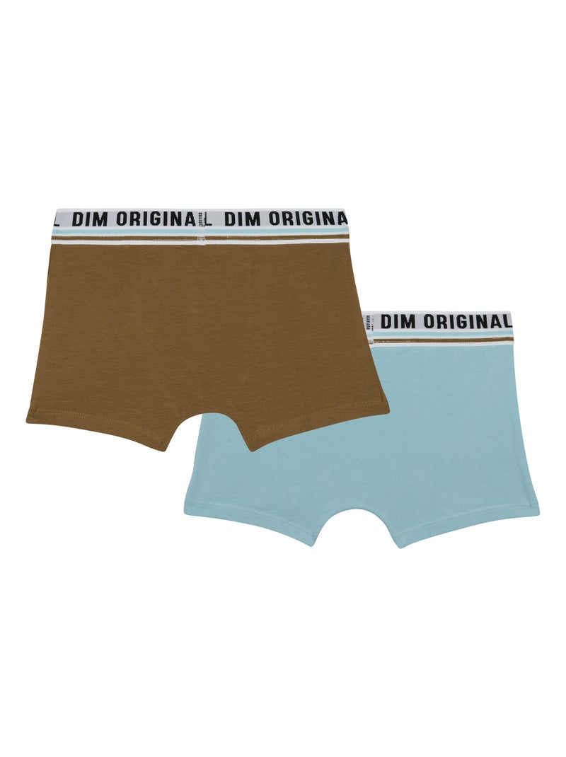 Lot de 2 boxers coton stretch ceinture rétro Originals Bleu ciel - Kiabi