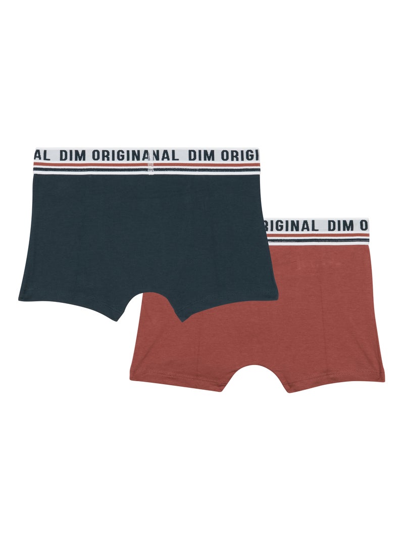 Lot de 2 boxers coton stretch ceinture rétro Originals Terracotta - Kiabi