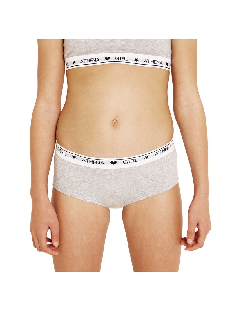 Lot de 2 boxers Coton Ultra Doux by Athena Fille Gris chiné - Kiabi