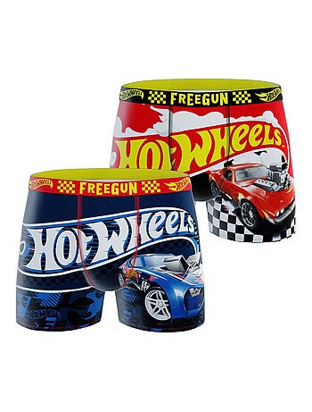 Lot de 2 boxers enfant Hot Wheels Red Car Blue Car Freegun