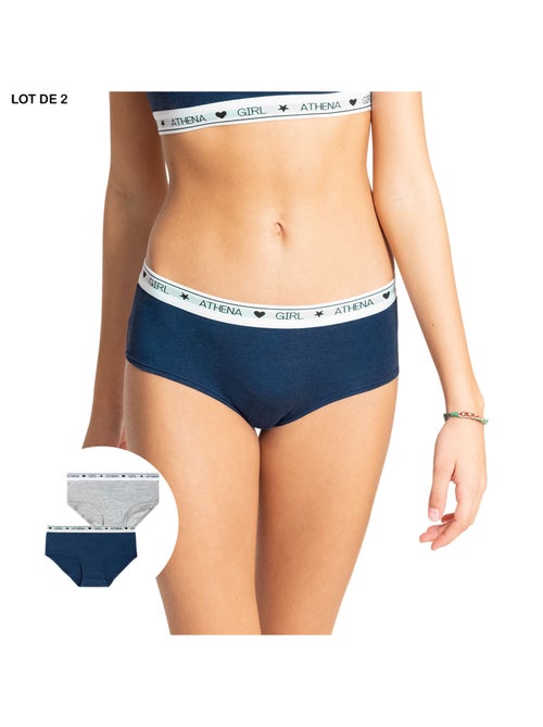 Lot de 2 boxers fille Coton Ultra Doux Athena Fille - Kiabi