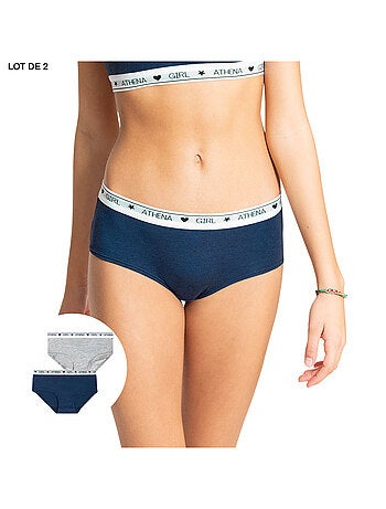 Lot de 2 shortys fille Coton Ultra Doux Athena
