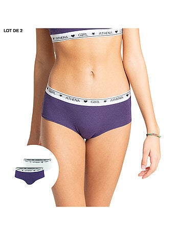 Lot de 2 shortys fille Coton Ultra Doux Athena