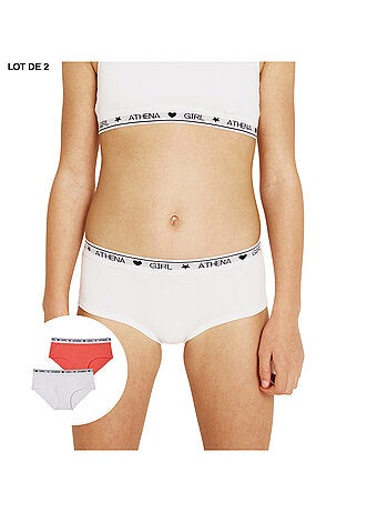 Lot de 2 shortys fille Coton Ultra Doux Athena