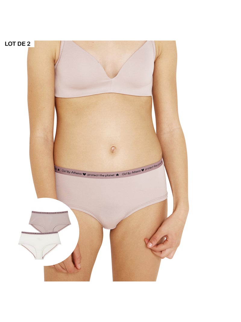 Lot de 2 boxers fille Micro recyclé Girl by Athena Beige - Kiabi