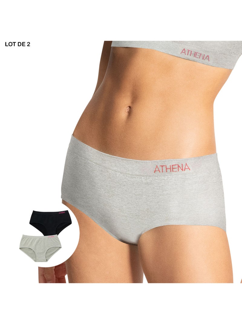 Lot de 2 boxers fille Sans Couture Fashion Athena Fille Gris Noir - Kiabi