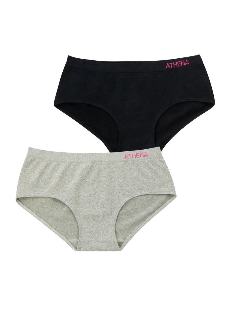 Lot de 2 boxers fille Sans Couture Fashion Athena Fille Gris Noir - Kiabi