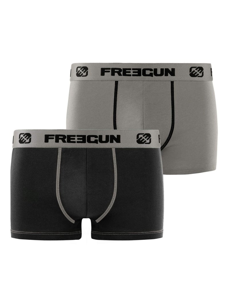 Lot de 2 Boxers garçon coton Gris Freegun Gris - Kiabi