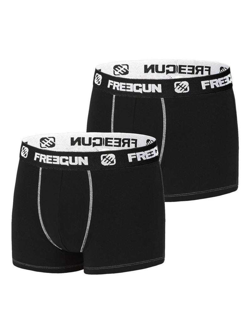 Lot de 2 Boxers garçon coton Noir Freegun Noir - Kiabi