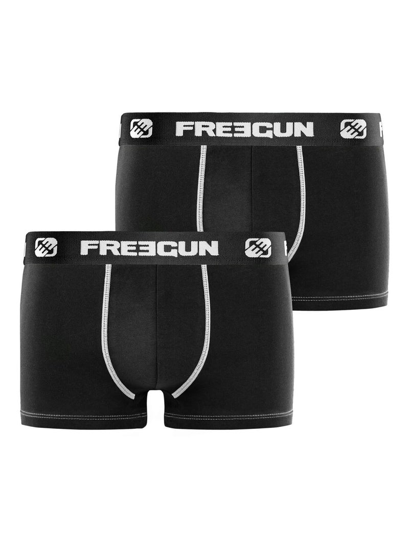 Lot de 2 Boxers garçon coton Noir Freegun Noir Blanc - Kiabi