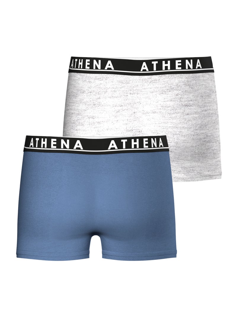 Lot de 2 boxers garçon Easy Color Athena Gris Bleu - Kiabi