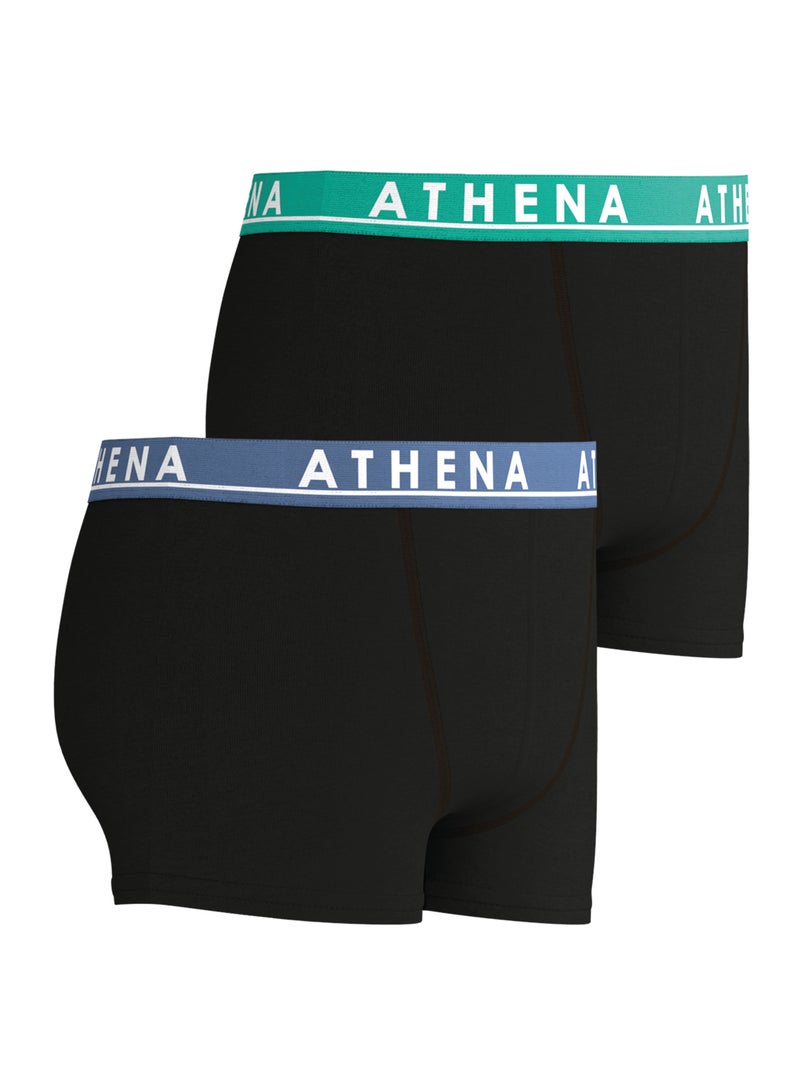 Lot de 2 boxers garçon Easy Color Athena Noir Multicolore - Kiabi