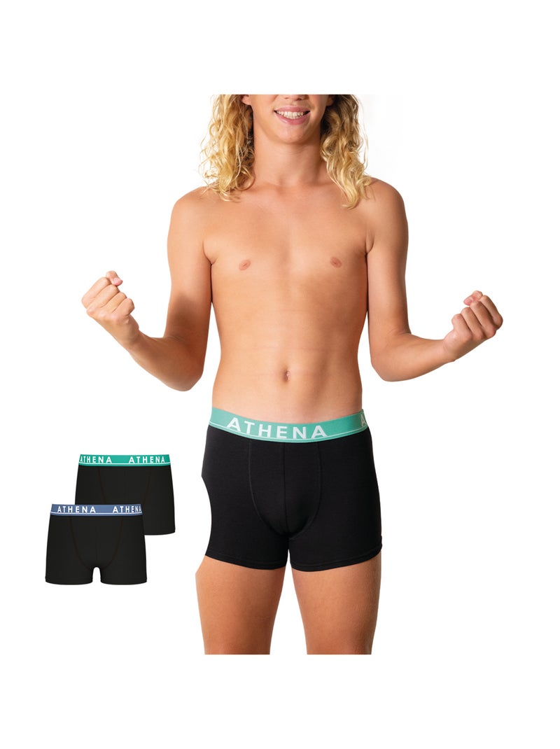 Lot de 2 boxers garçon Easy Color Athena Noir Multicolore - Kiabi