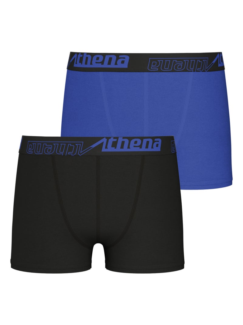 Lot de 2 boxers garçon Ecopack Athena Bleu Noir - Kiabi