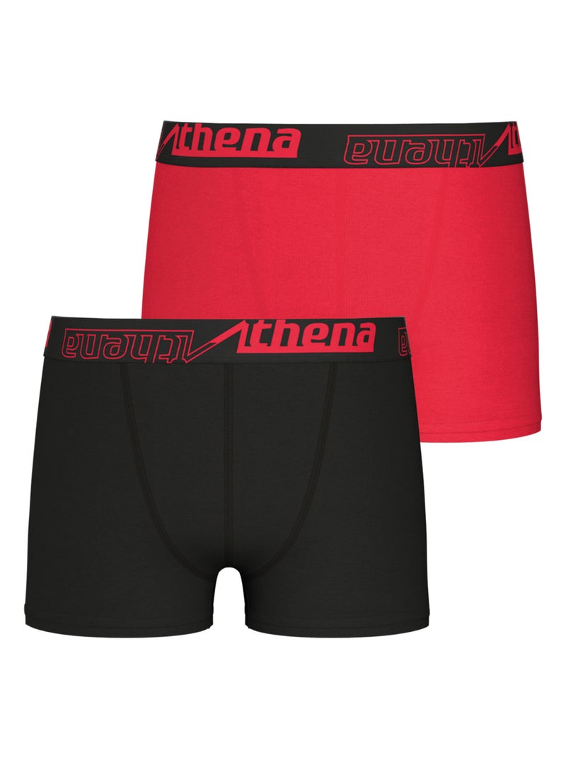 Lot de 2 boxers garçon Ecopack Athena Noir Rouge - Kiabi