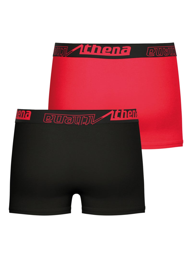 Lot de 2 boxers garçon Ecopack Athena Noir Rouge - Kiabi