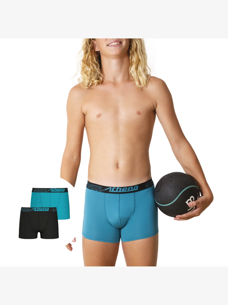 Lot de 2 boxers garçon Ecopack sport Athena Noir Bleu - Kiabi