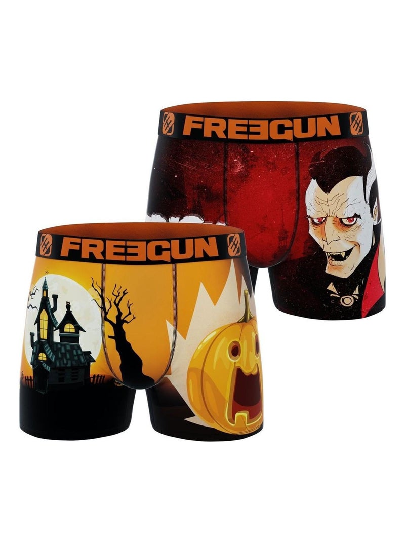 Lot de 2 boxers garçon Halloween Freegun Orange - Kiabi