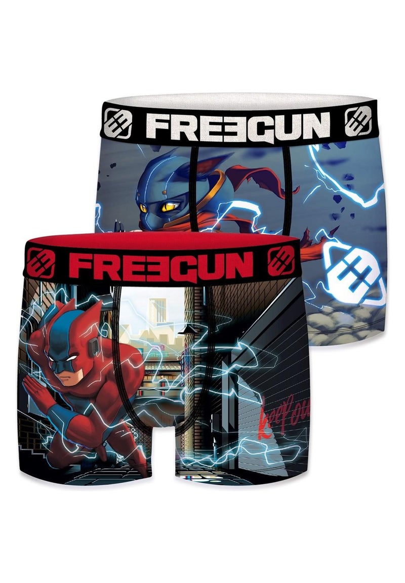Lot de 2 Boxers garçon Hero Like Freegun Bleu - Kiabi