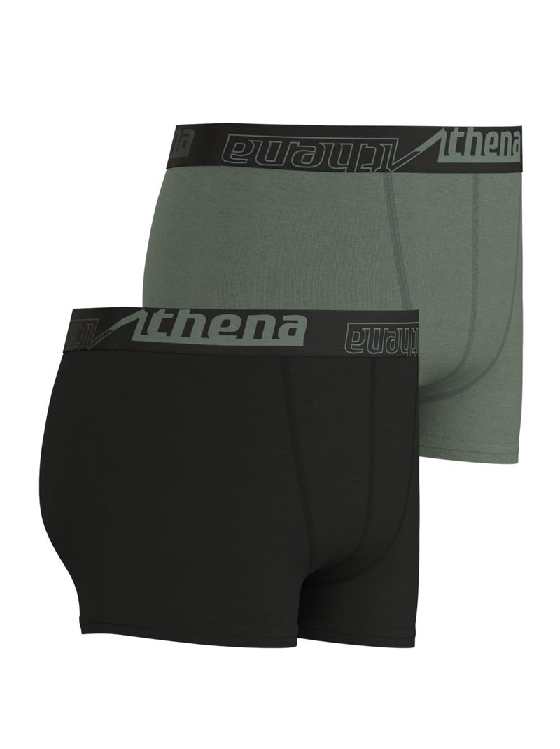 Lot de 2 boxers garçon Sport Athena Noir Kaki - Kiabi