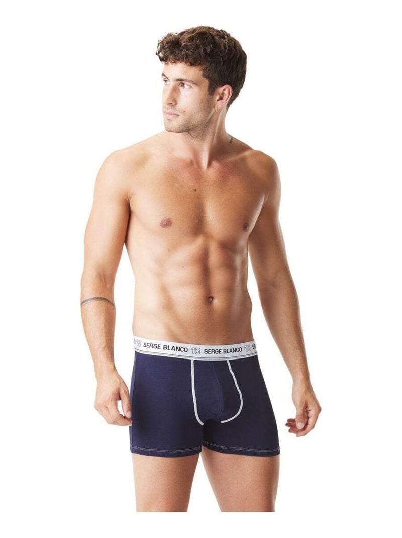Lot de 2 Boxers homme avec surpiqûres Class Serge Blanco Bleu - Kiabi