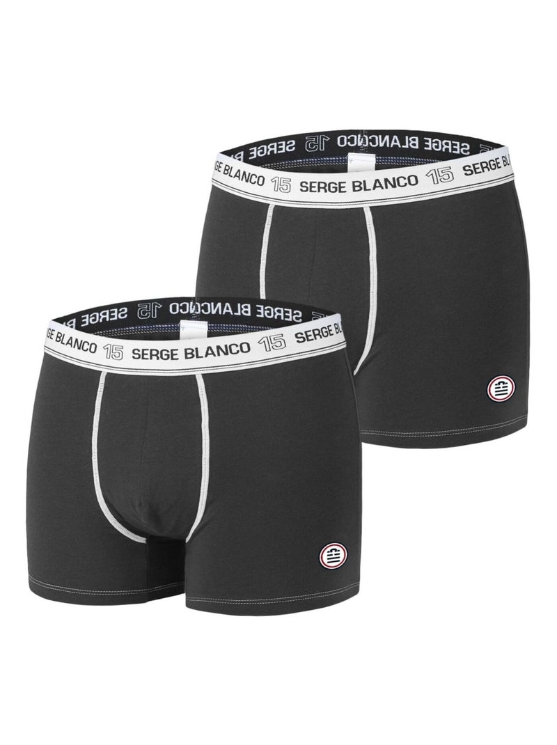 Lot de 2 Boxers homme avec surpiqûres Class Serge Blanco Noir Blanc - Kiabi
