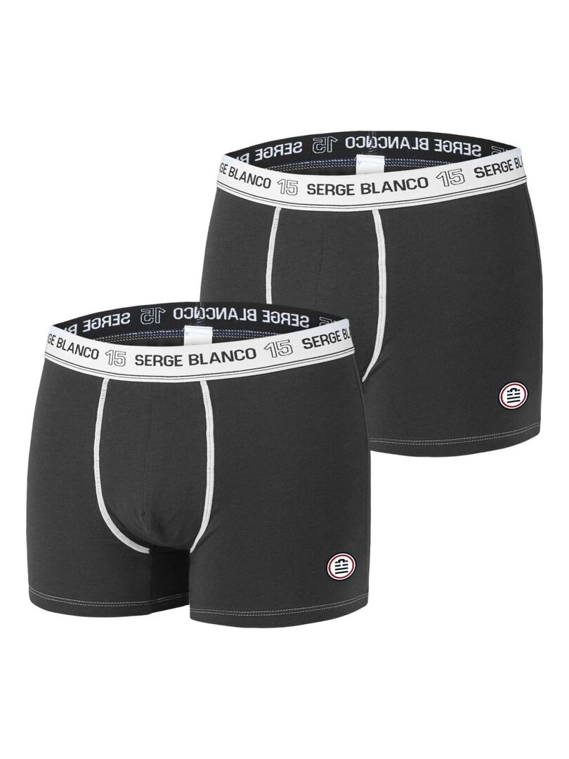 Lot de 2 Boxers homme avec surpiqûres Class Serge Blanco Noir - Kiabi