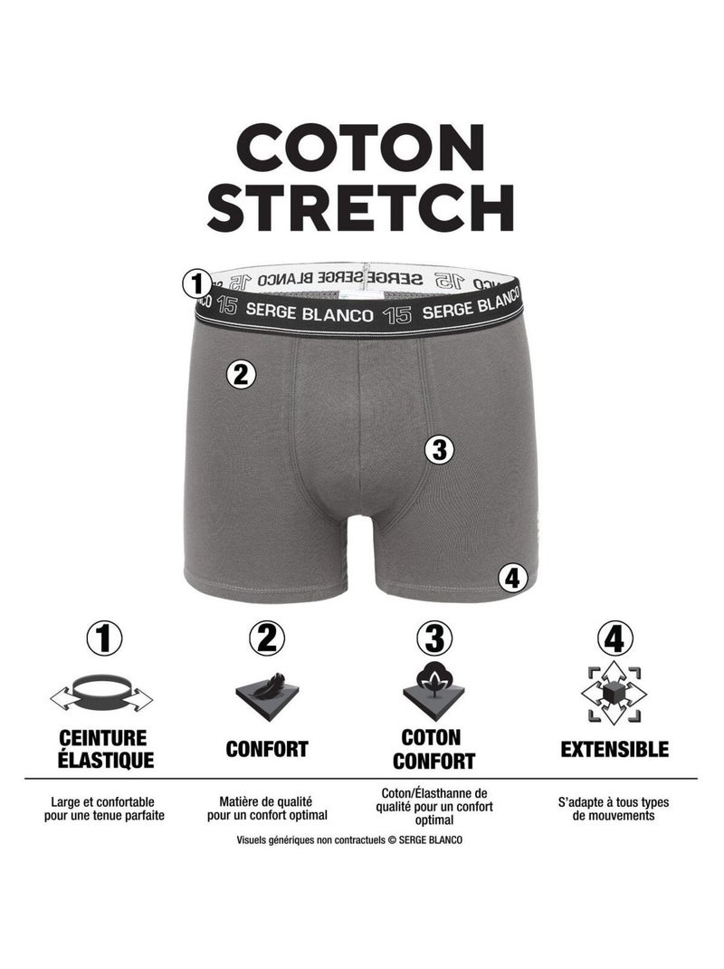 Lot de 2 Boxers homme avec surpiqûres Class Serge Blanco Noir - Kiabi