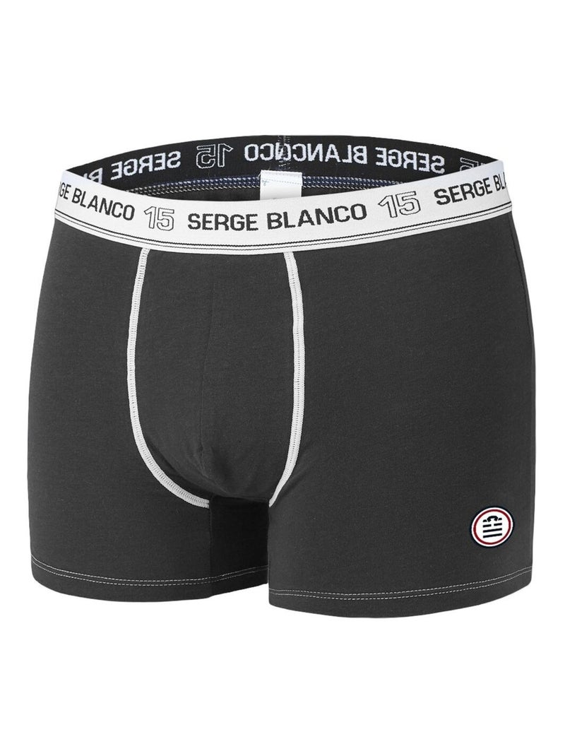 Lot de 2 Boxers homme avec surpiqûres Class Serge Blanco Noir - Kiabi