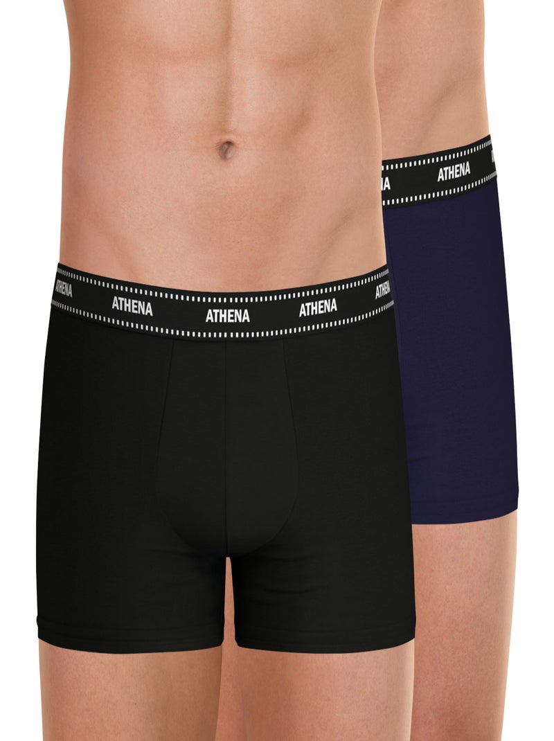 Lot de 2 boxers homme Duo Essentiel Athena Noir Bleu - Kiabi